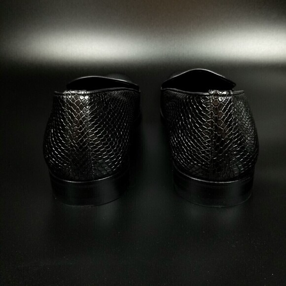 NEW MEZLAN Venetian Snake Leather Slip On Loafers Dress shoe 12 Black Old Money - Picture 6 of 11